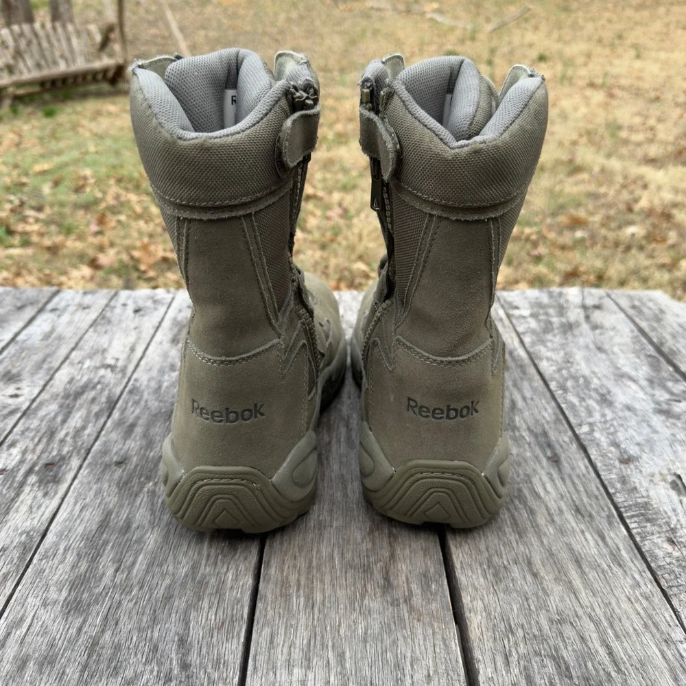 Reebok Rapid Response Sage Green Tactical Side Zip Boots RB8990‎ Mens 12M EH